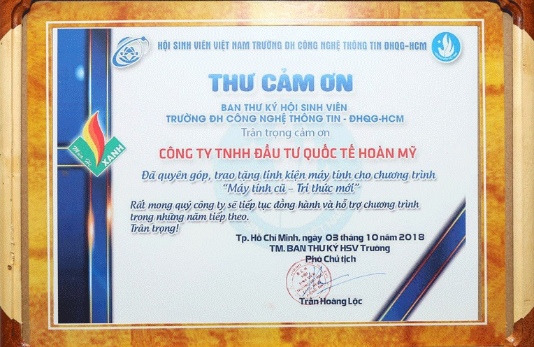 Công ty Quốc tế Hoàn Mỹ đồng hành cùng chương trình “Máy tính cũ – Tri thức mới"
