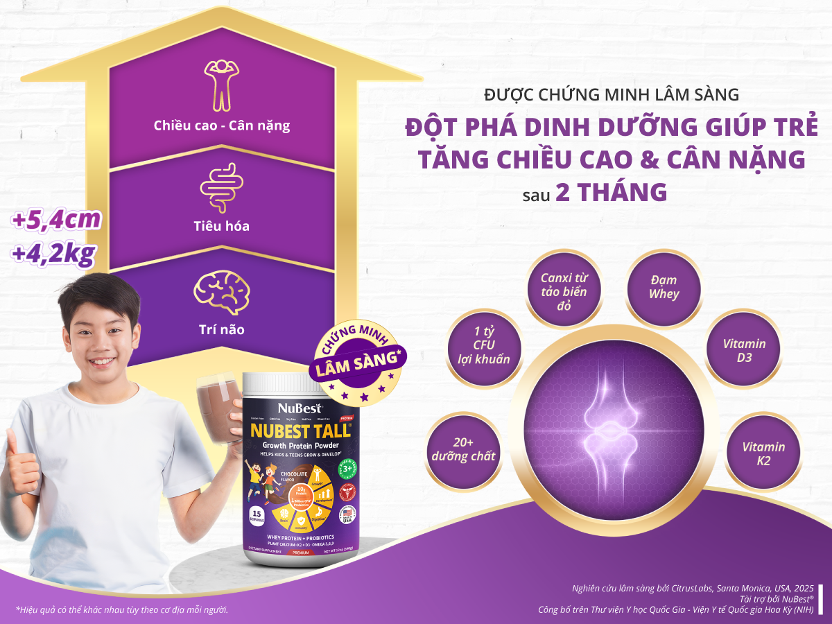 Đột phá dinh dưỡng vàng chỉ với 1 ly sữa bột NuBest Tall hương Chocolate